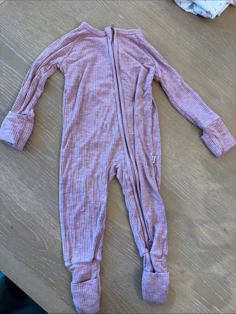 Little Sleepies Ribbed Mauve Pink Zip One-Piece Pajamas